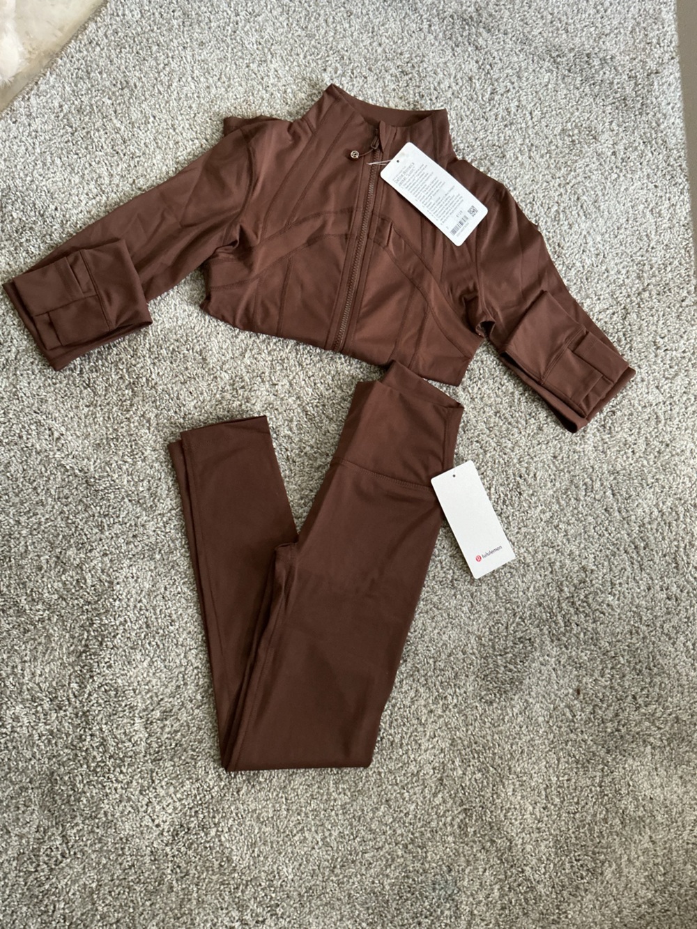 lululemon athletica Brown High-Rise Performance Leggings & Cropped Jacket Set